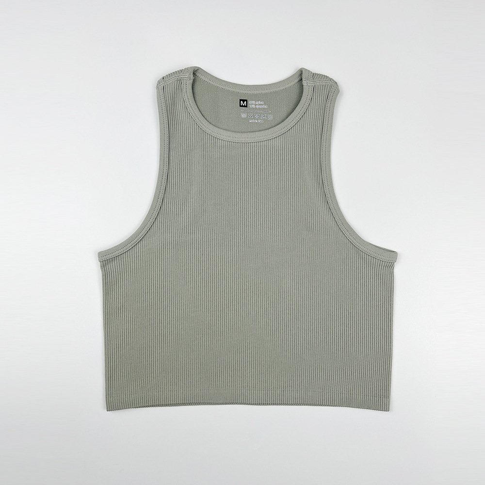 Ribbed Knitted Tops Neck Summer Basic Shirts White Black Casual Sport Vest Off Shoulder Green Women's Tank Top