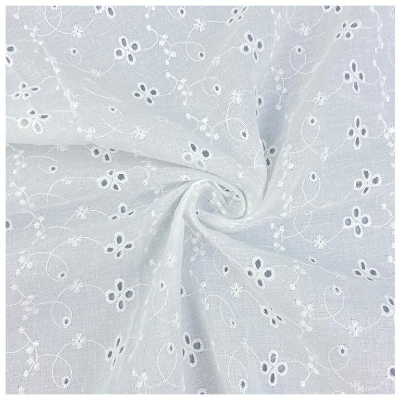 Embroidery Pattern fabric 100% cotton eyelet fabric embroidery fabrics for dresses