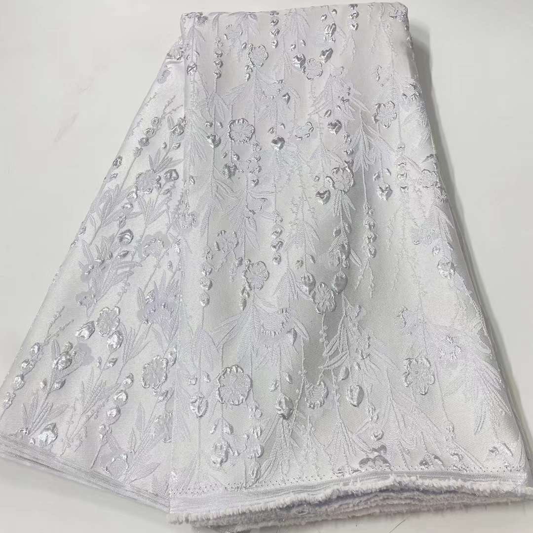 fashion elegant 3d flower jacquard brocade fabric embroidered french jacquard brocade 2025