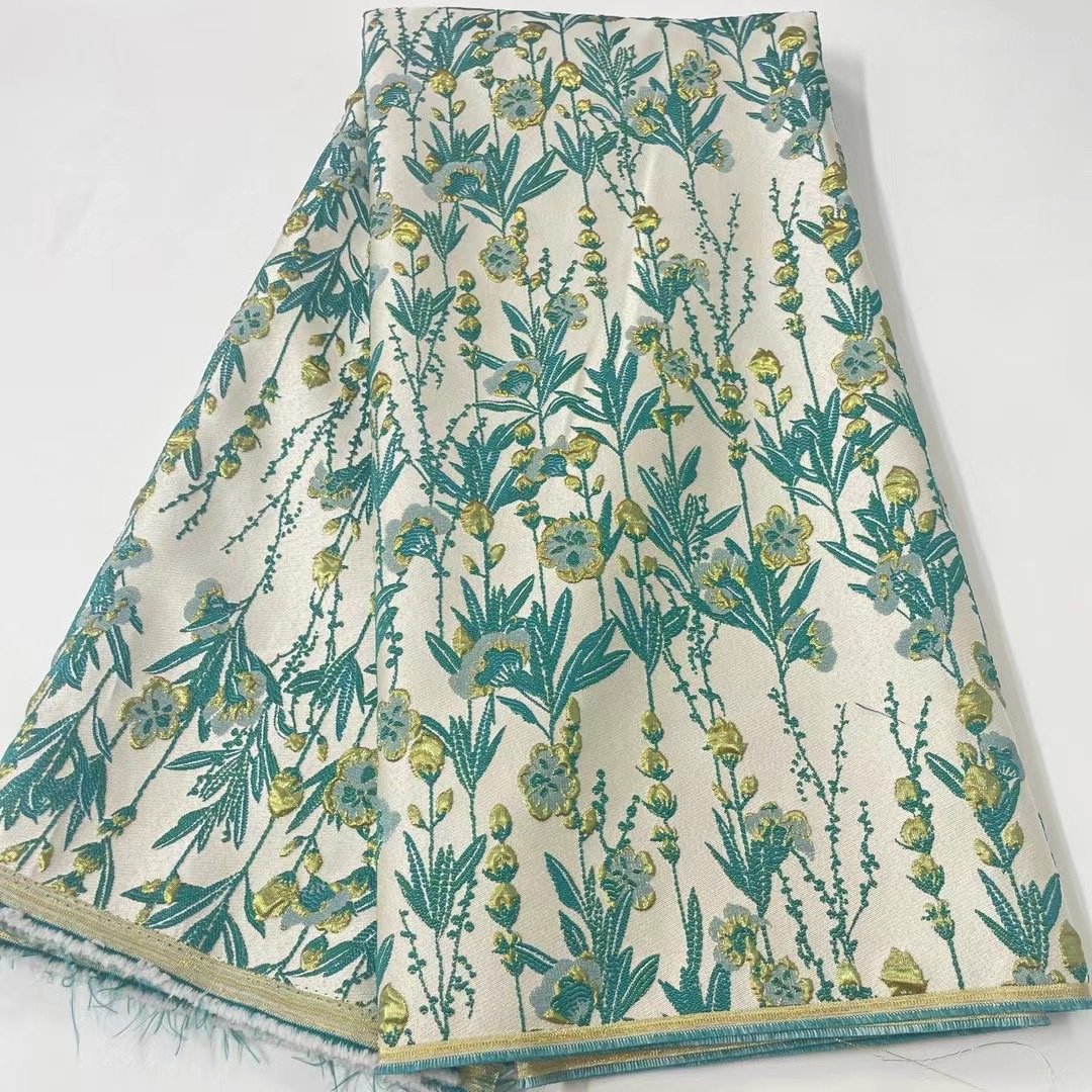 fashion elegant 3d flower jacquard brocade fabric embroidered french jacquard brocade 2025