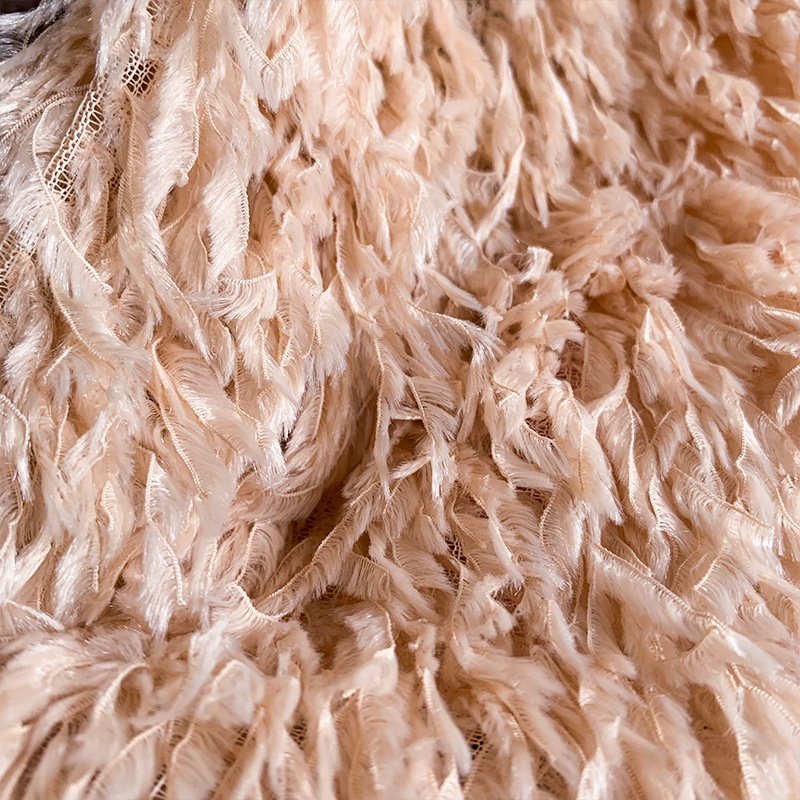 High end quality lace fabric with feather wholesale price lace with tassel for fashion dress