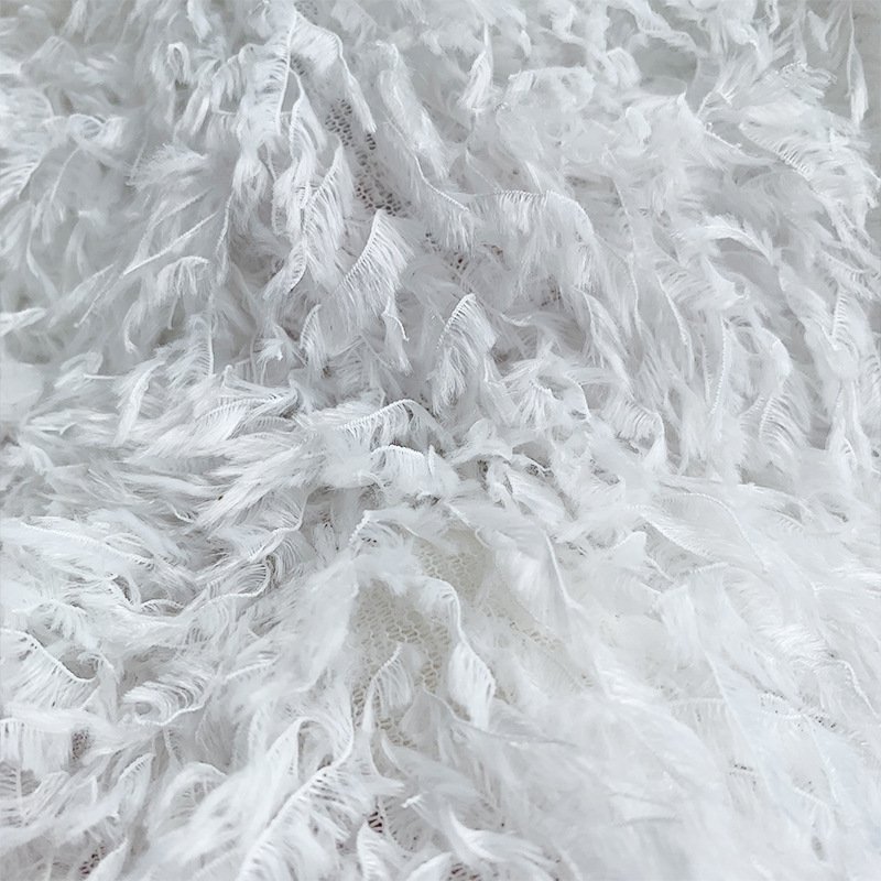 High end quality lace fabric with feather wholesale price lace with tassel for fashion dress