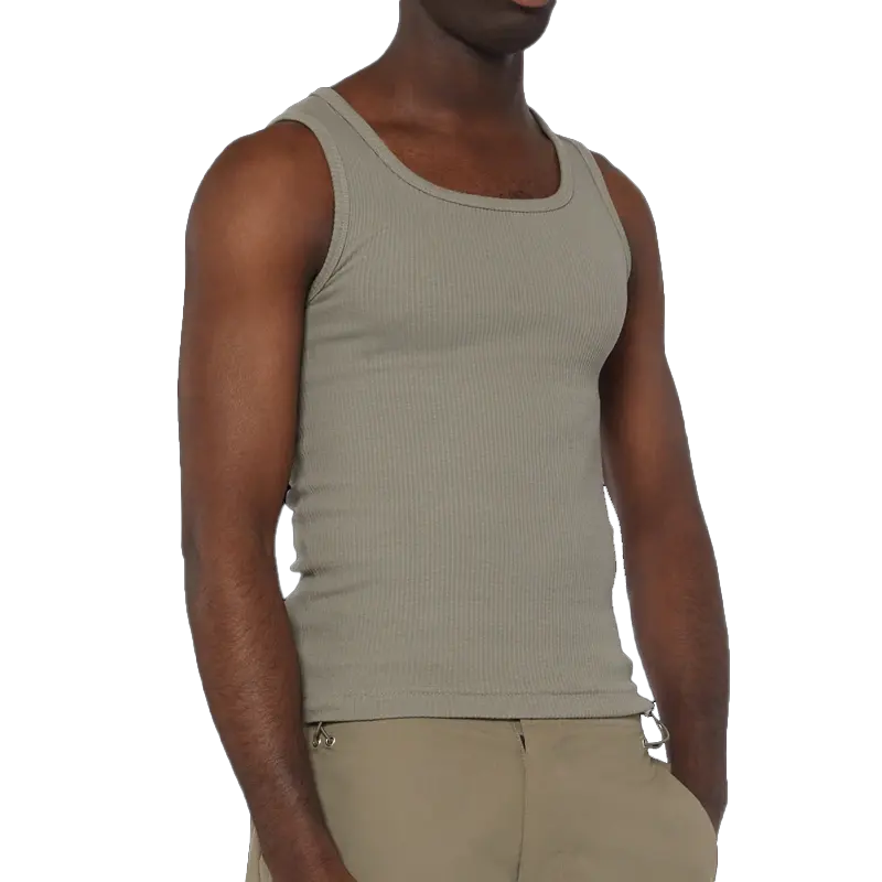 100% cotton custom tank top high quality streetwear muscle fit ribbed tank top men gym workout sleeveless t-shirt