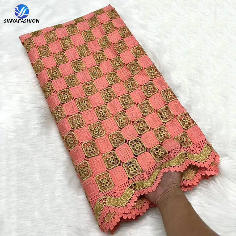 Sinya New Design African Cord Lace Fabric Embroidery Party Wedding Dress Water Soluble Lace For Women