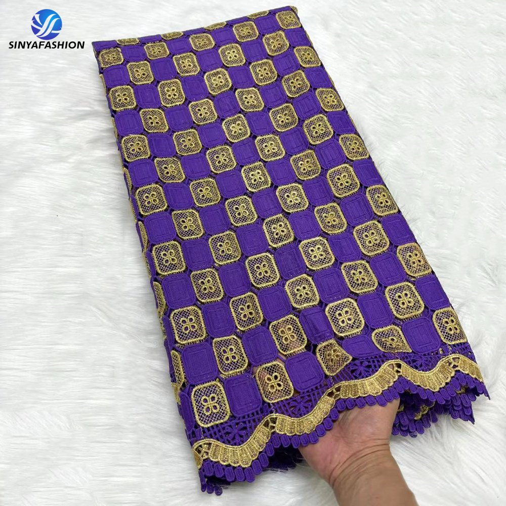 Sinya New Design African Cord Lace Fabric Embroidery Party Wedding Dress Water Soluble Lace For Women