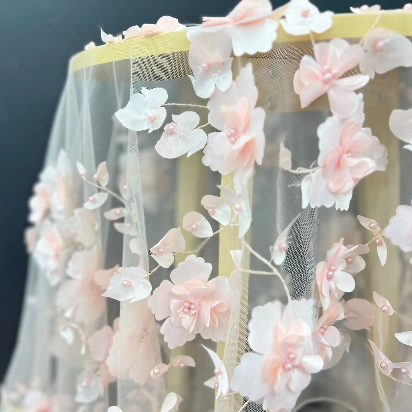 Lace fabrics for dresses 3D flower mesh lace garment dress three-dimensional embroidery fabric polyester fabric