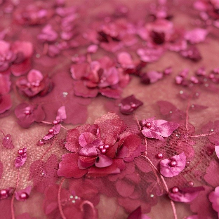 Lace fabrics for dresses 3D flower mesh lace garment dress three-dimensional embroidery fabric polyester fabric