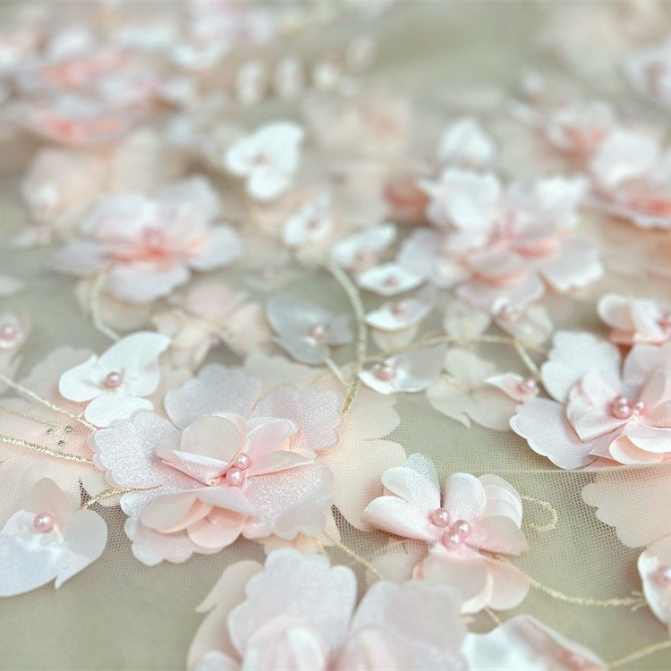 Lace fabrics for dresses 3D flower mesh lace garment dress three-dimensional embroidery fabric polyester fabric