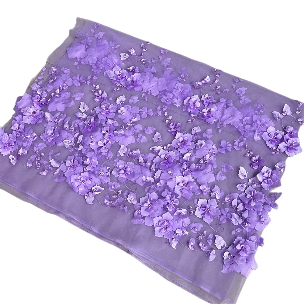 Lace fabrics for dresses 3D flower mesh lace garment dress three-dimensional embroidery fabric polyester fabric