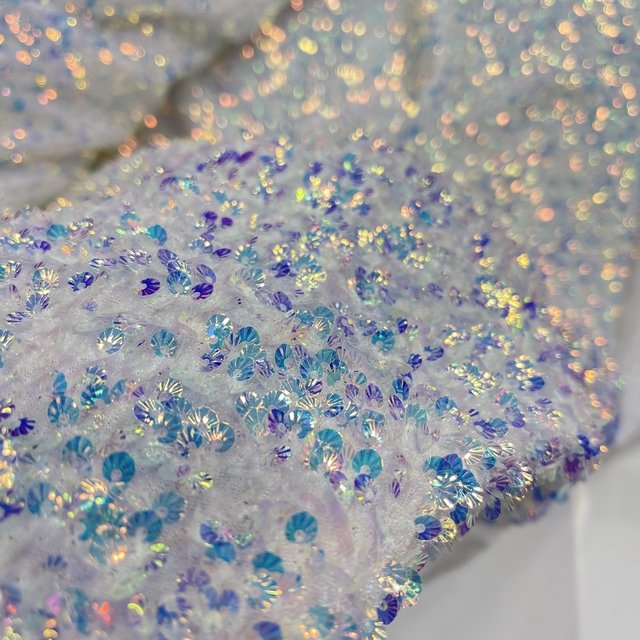 special white heavy luxury velvet shells sequin solid embroidery fabric for girl party dress