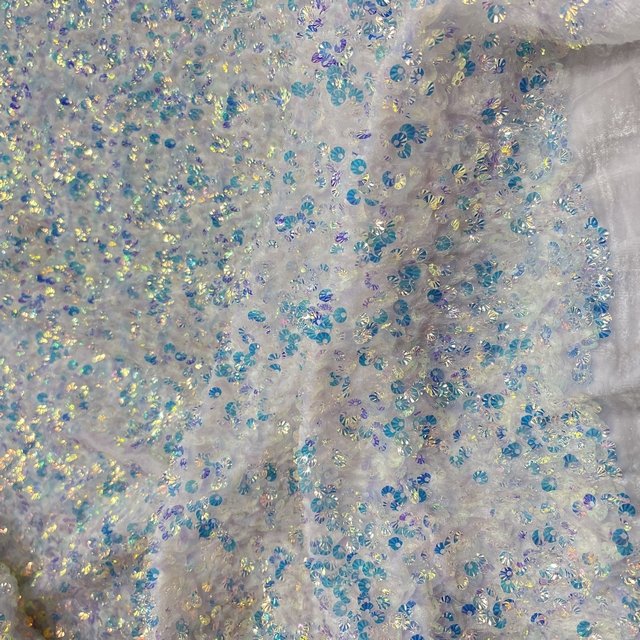 special white heavy luxury velvet shells sequin solid embroidery fabric for girl party dress