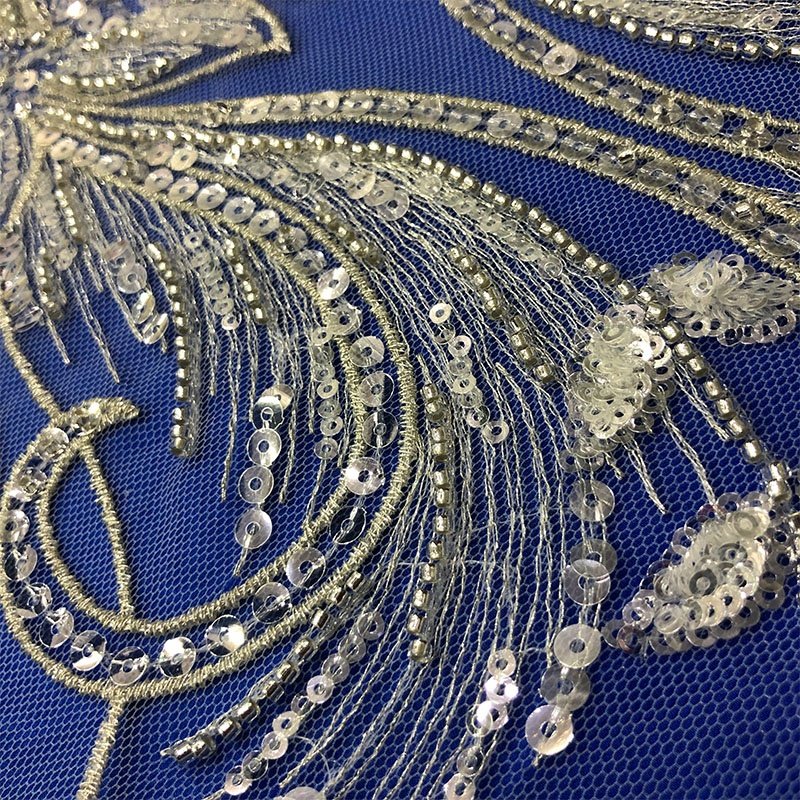 Wholesale Textile White Heavy Wedding Dress High-quality Luxury Bead Weeding Sequin Embroidery Lace Fabric With Beaded