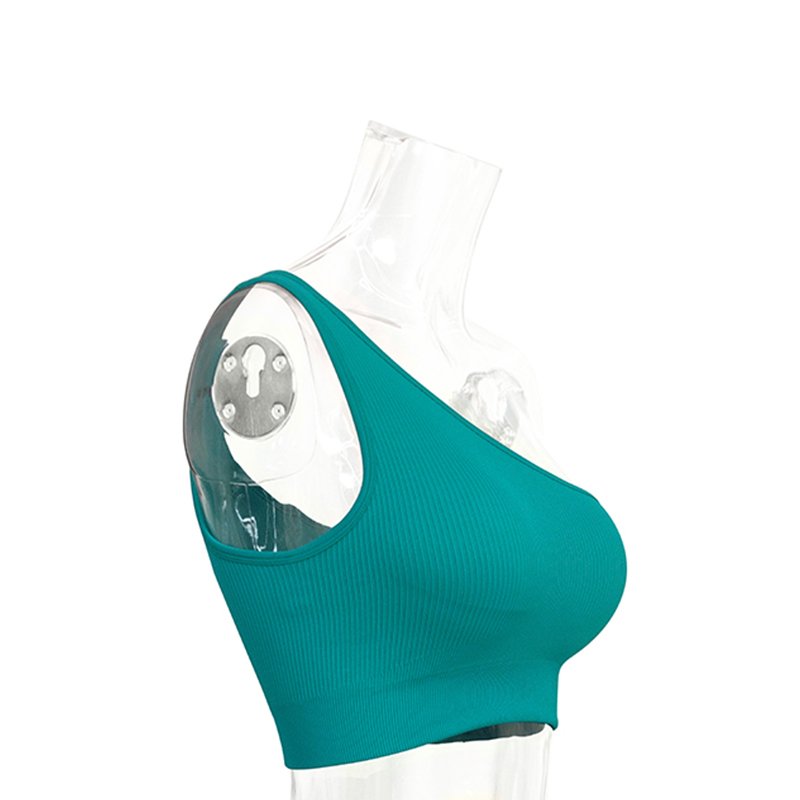 New Ribbed Seamless Single Shoulder Wide Shoulder Strap Sports Quick Drying Bra