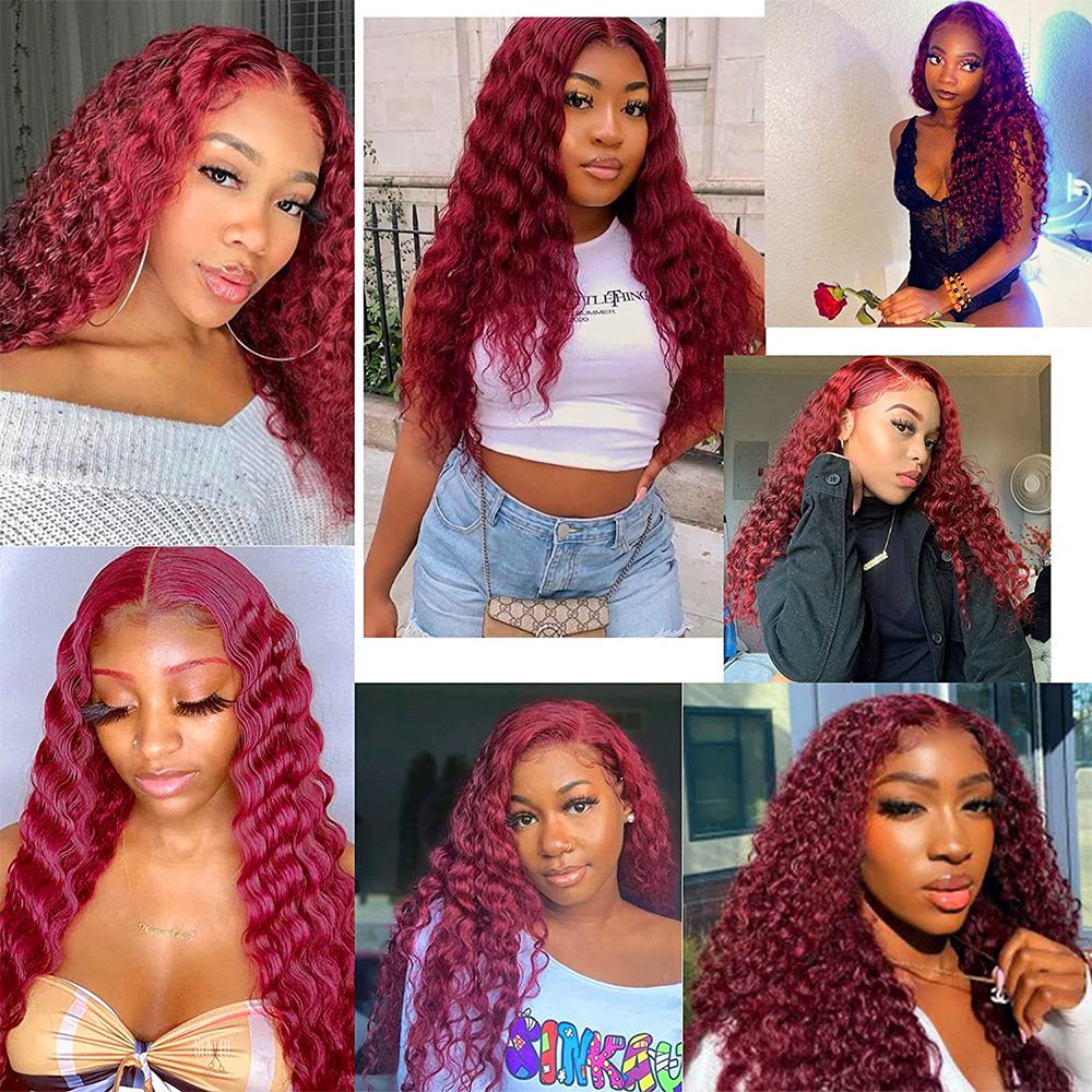 New Heat Resistant False Wig Lace Wine Red Kinky Small Long Curly Hair Chemical Fiber High-temperature Wig