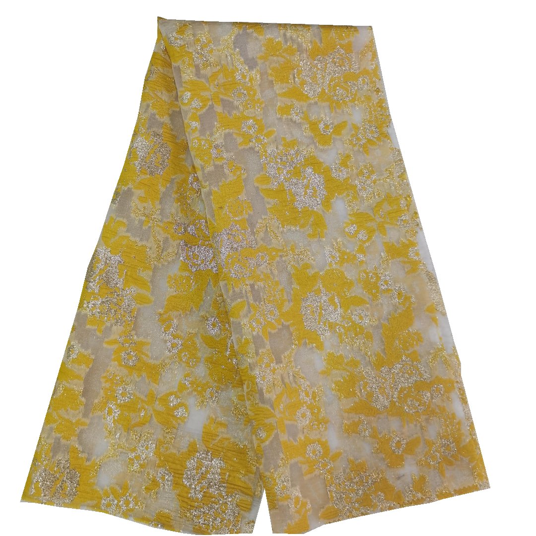 Wholesale custom design polyester jacquard organza fabric dress brocade lace fabric
