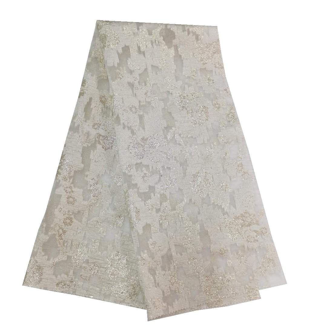 Wholesale custom design polyester jacquard organza fabric dress brocade lace fabric