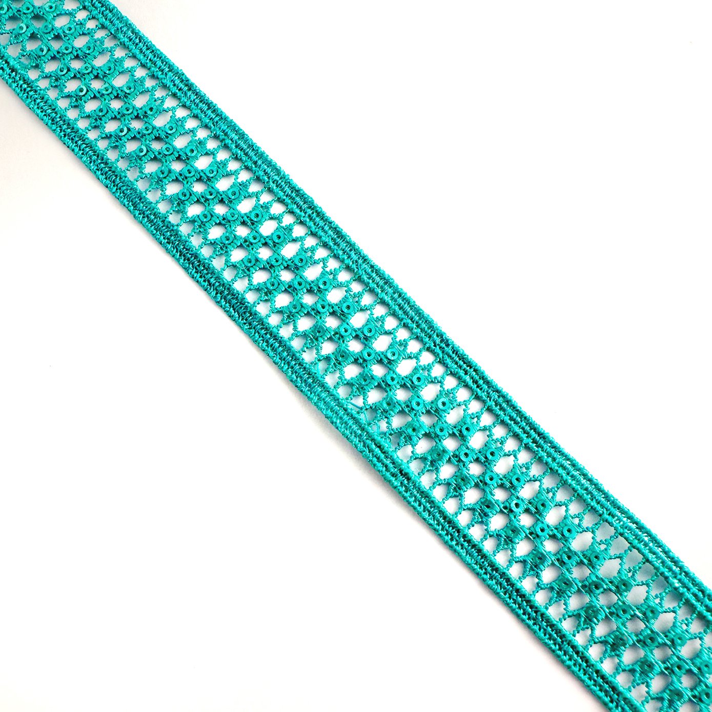 2023 100% polyester Sequin decorate lace trim Water solubility colour lace trim ribbon