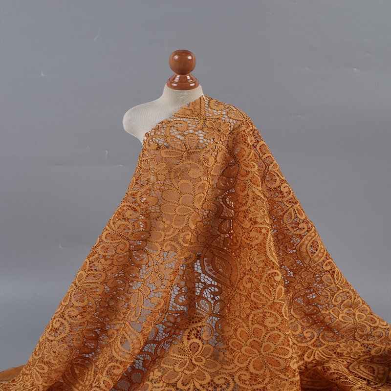 New Style Lower Price Nylon Cotton Brown Mesh Embroidery Lace With Flowers Fabric For Dress