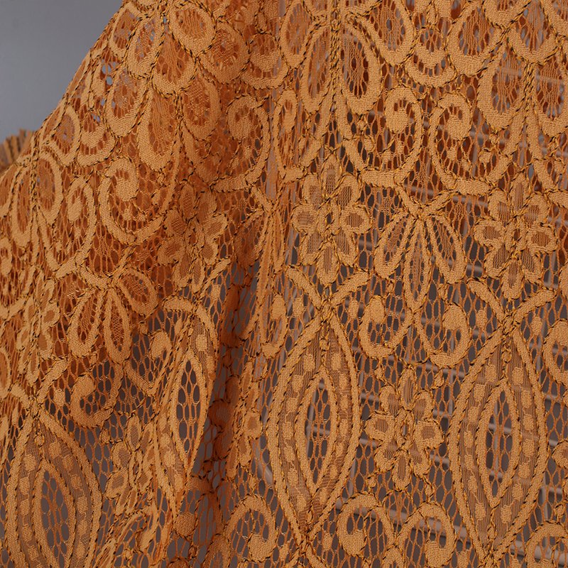 New Style Lower Price Nylon Cotton Brown Mesh Embroidery Lace With Flowers Fabric For Dress