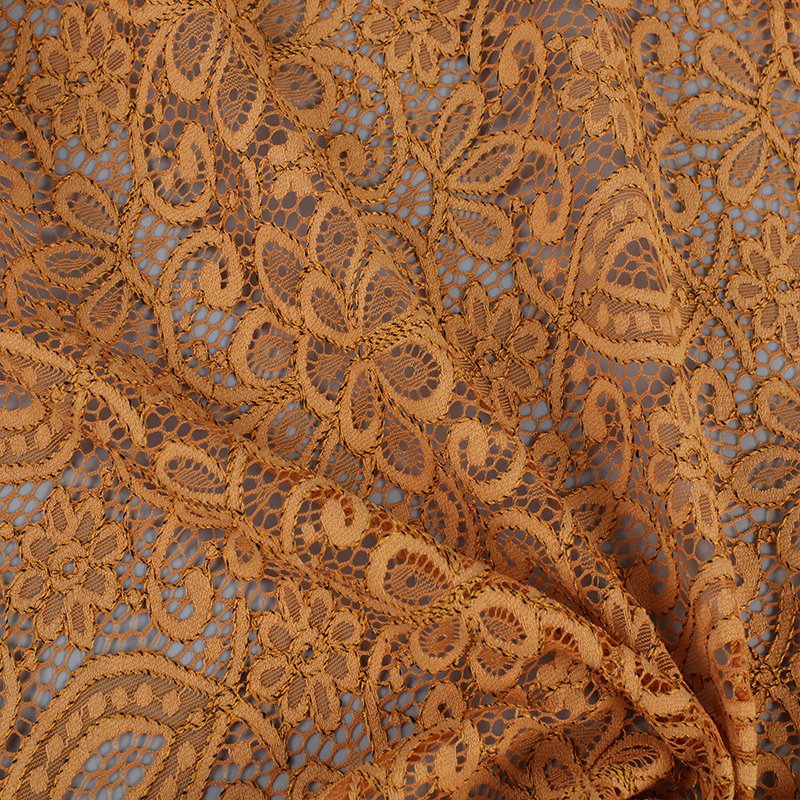 New Style Lower Price Nylon Cotton Brown Mesh Embroidery Lace With Flowers Fabric For Dress
