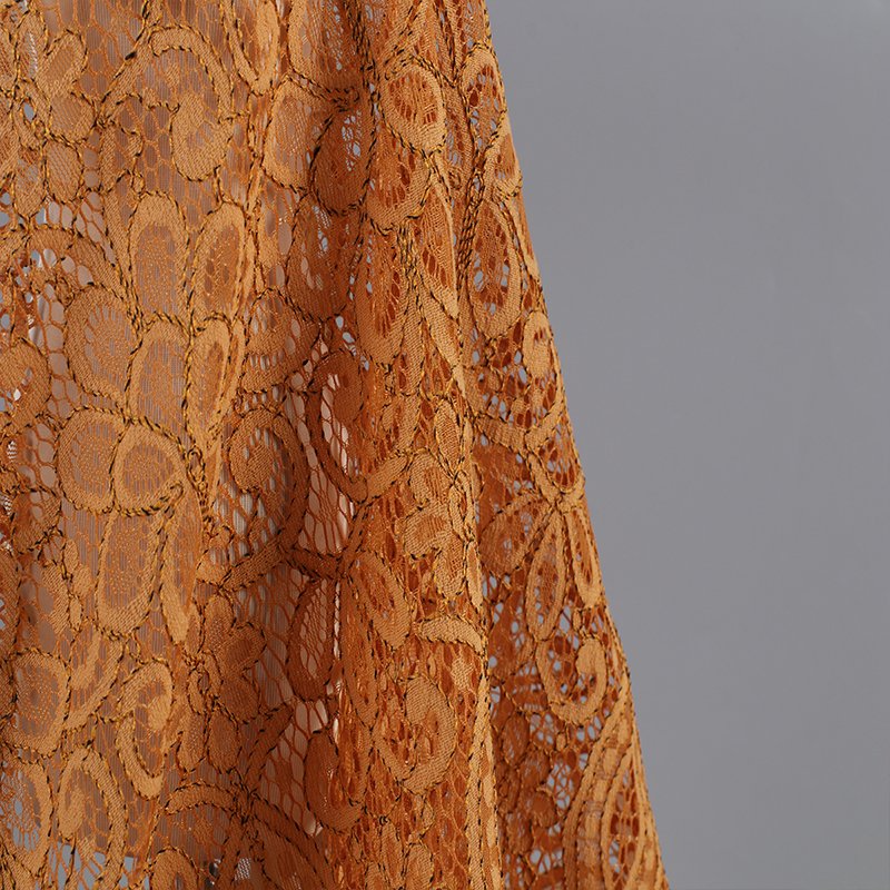 New Style Lower Price Nylon Cotton Brown Mesh Embroidery Lace With Flowers Fabric For Dress