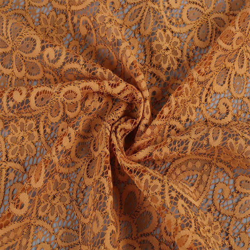 New Style Lower Price Nylon Cotton Brown Mesh Embroidery Lace With Flowers Fabric For Dress