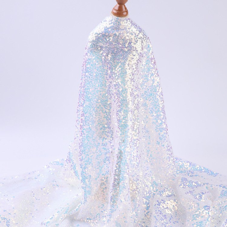 K1062 New 3mm colorful white sequins embroidery performance clothes fashion women's wedding decoration fabric