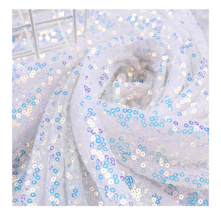 K1062 New 3mm colorful white sequins embroidery performance clothes fashion women's wedding decoration fabric
