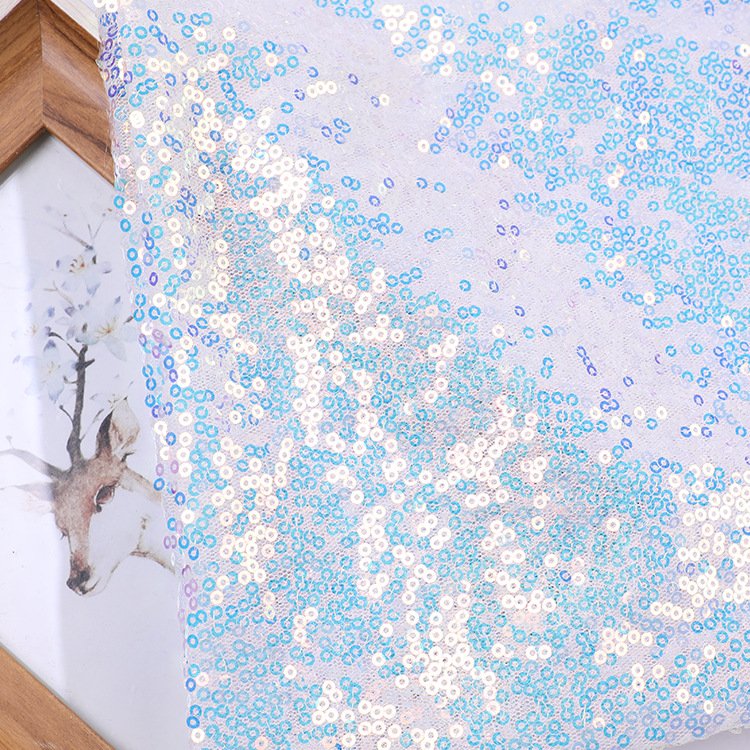 K1062 New 3mm colorful white sequins embroidery performance clothes fashion women's wedding decoration fabric