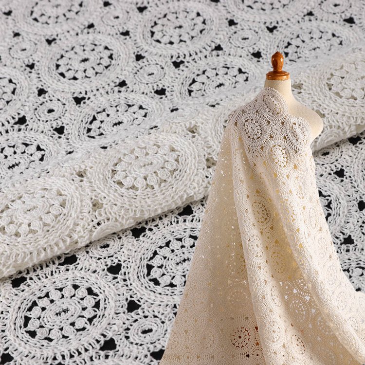 High quality 100% embroidery cotton water-soluble embroidery fabric with geometric pattern for ladies