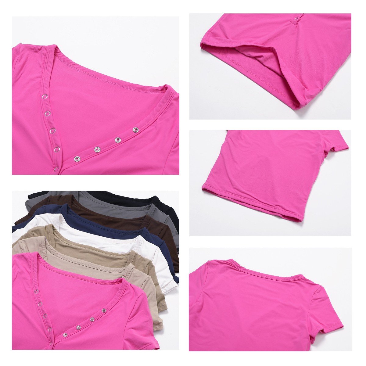 T-Shirt Quick Drying Yoga Suit Short Sleeved Fitness Top V-Shaped Collar Design Outdoor Sports Women Customized Logo