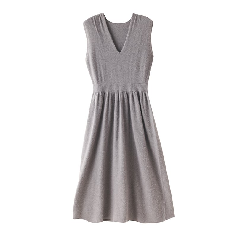 High quality fashion design women knit long skirts mongolian cashmere slip dress rib cashmere knitted dress for women