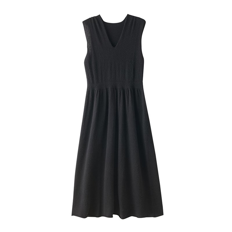 High quality fashion design women knit long skirts mongolian cashmere slip dress rib cashmere knitted dress for women