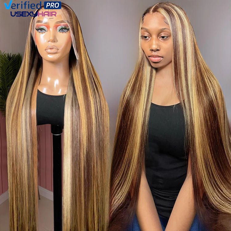 Glueless Full HD Lace Wigs Highlighted Lace Front Wigs Virgin Brazilian Raw Indian Hair Straight HD Lace Frontal Wigs Human Hair
