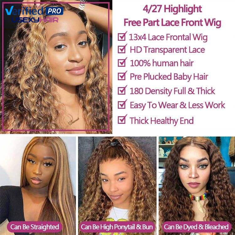 Glueless Full HD Lace Wigs Highlighted Lace Front Wigs Virgin Brazilian Raw Indian Hair Straight HD Lace Frontal Wigs Human Hair