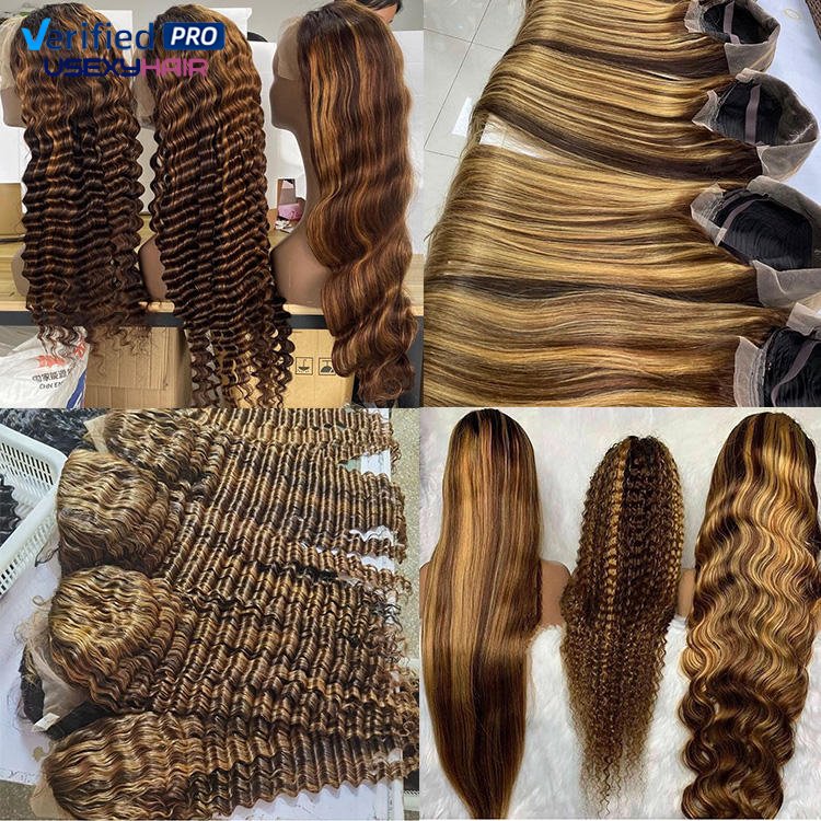 Glueless Full HD Lace Wigs Highlighted Lace Front Wigs Virgin Brazilian Raw Indian Hair Straight HD Lace Frontal Wigs Human Hair
