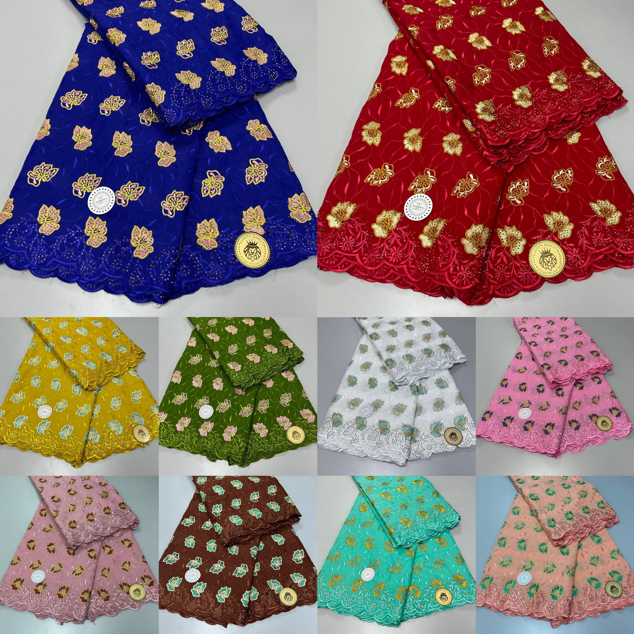 2023 New high quality swiss lace fabric african lace fabric 100% cotton swiss lace with stone