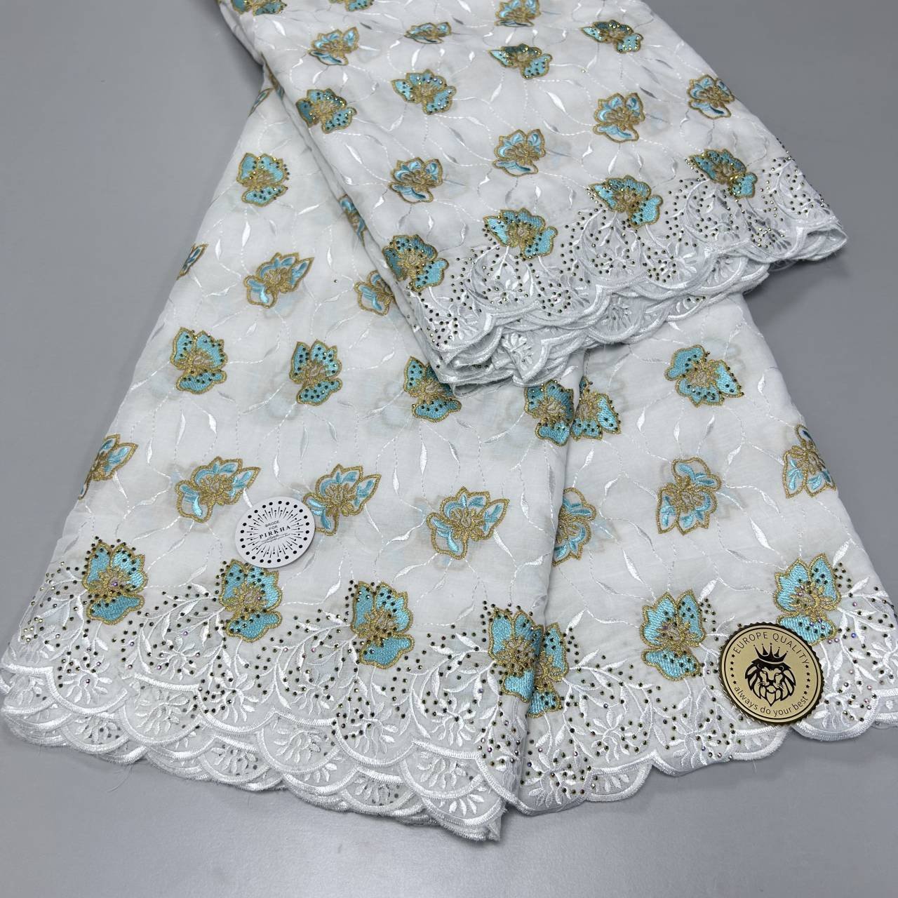 2023 New high quality swiss lace fabric african lace fabric 100% cotton swiss lace with stone