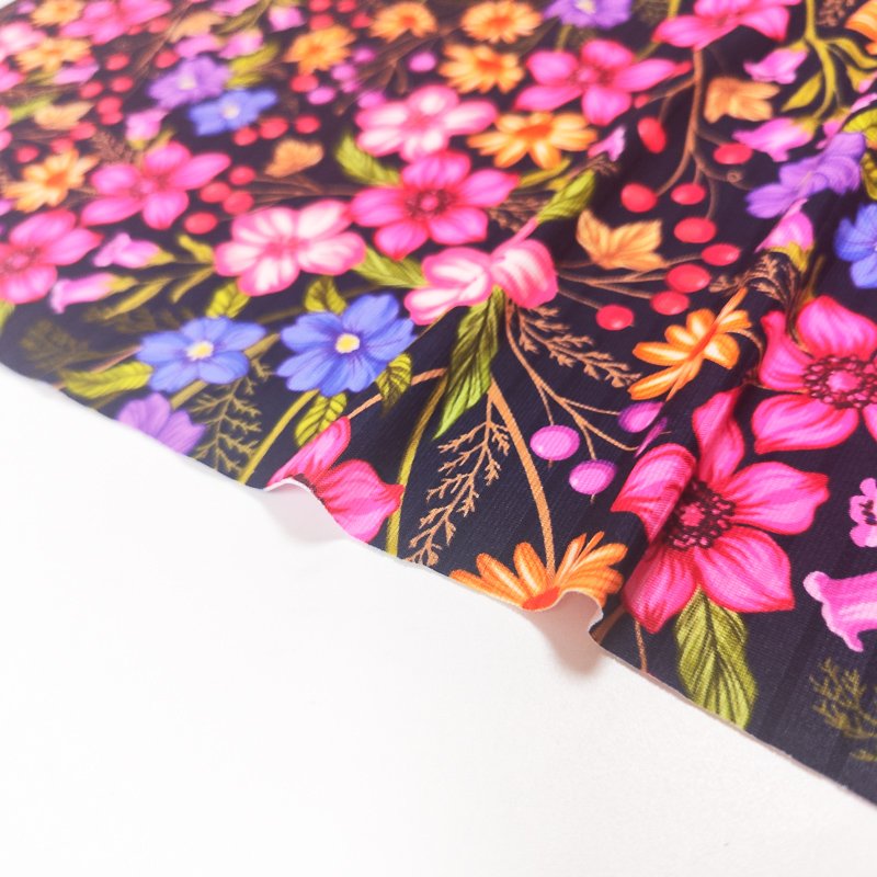 Fashionable custom printed 8*3 rib fabric pants jacquard stretch knitted rib 100% poly rib fabric for garment