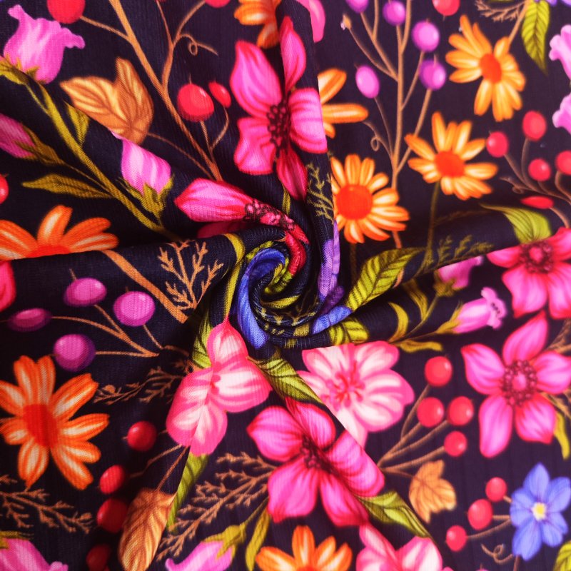 Fashionable custom printed 8*3 rib fabric pants jacquard stretch knitted rib 100% poly rib fabric for garment