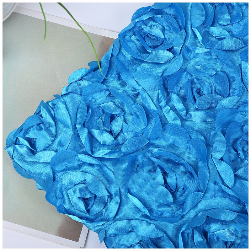 Hot sale shiny 3D flower rosette satin embroidery fabric for wedding decoration