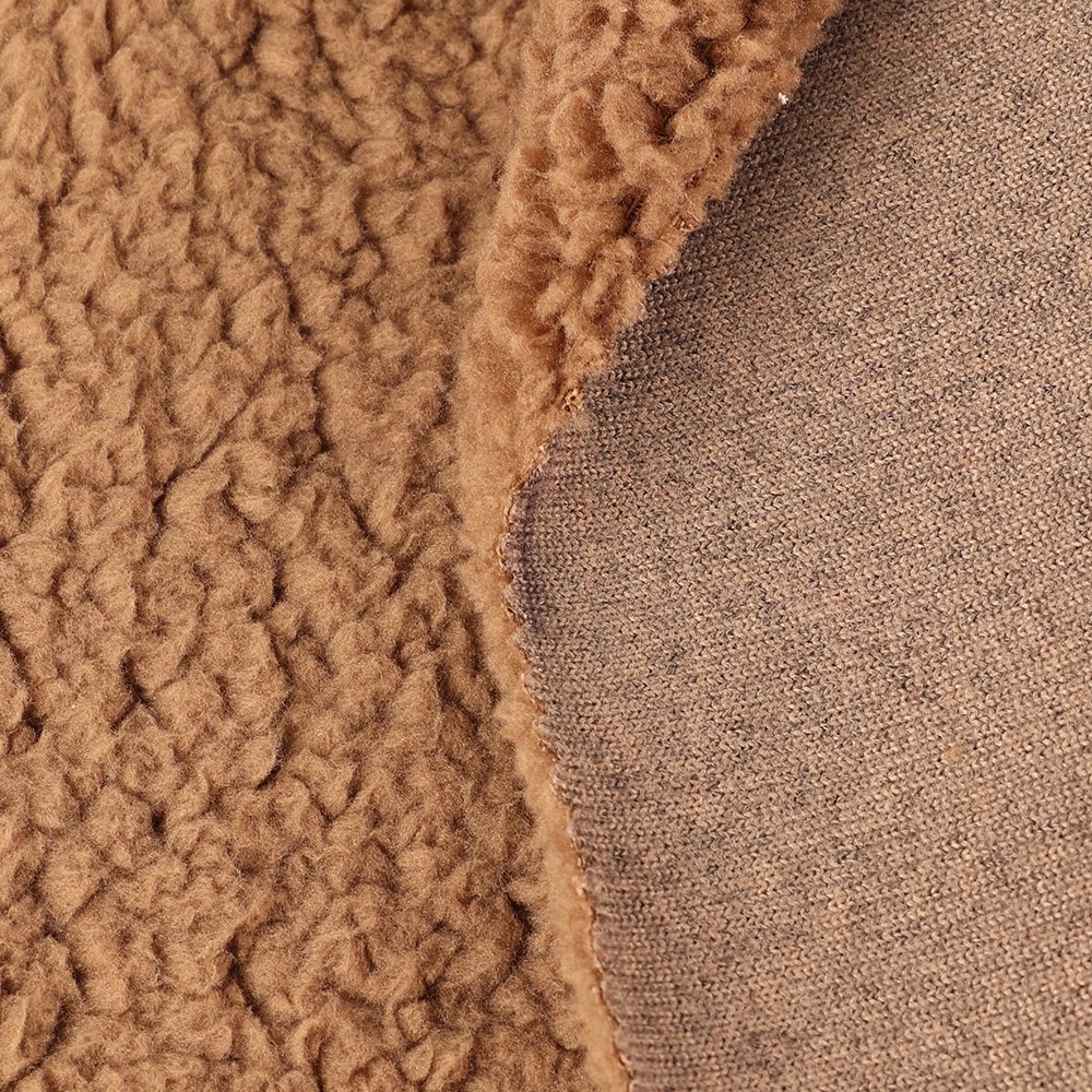 Warm Fabrics Cationic Coarse Needle Woolen Fabric bonded Imitation Lambswool Compound Winter Jackets For Men Polyamide Patterned