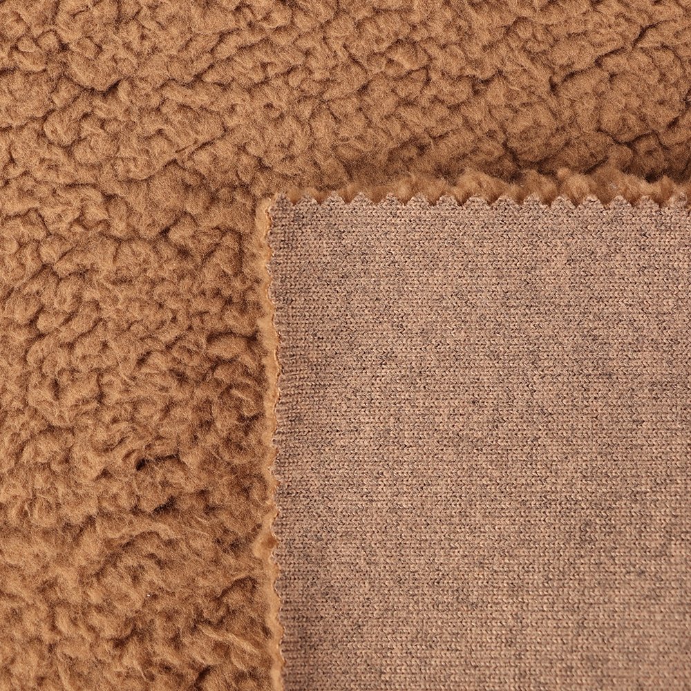 Warm Fabrics Cationic Coarse Needle Woolen Fabric bonded Imitation Lambswool Compound Winter Jackets For Men Polyamide Patterned