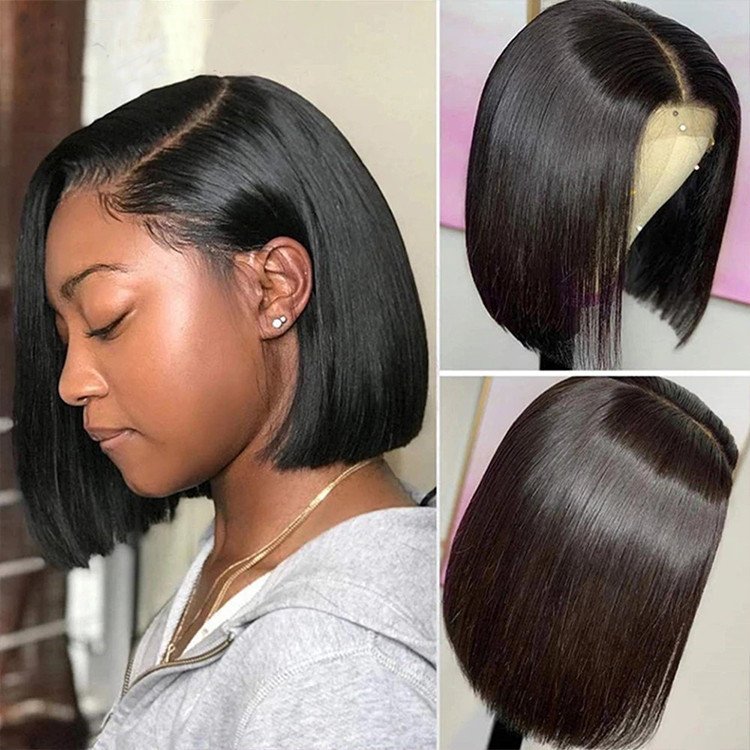 Cheap Short Bob Transparent Straight Lace Human Hair Wig 10-14inch Mink Brazilian Hair Lace Front Pixie Cut Wigs