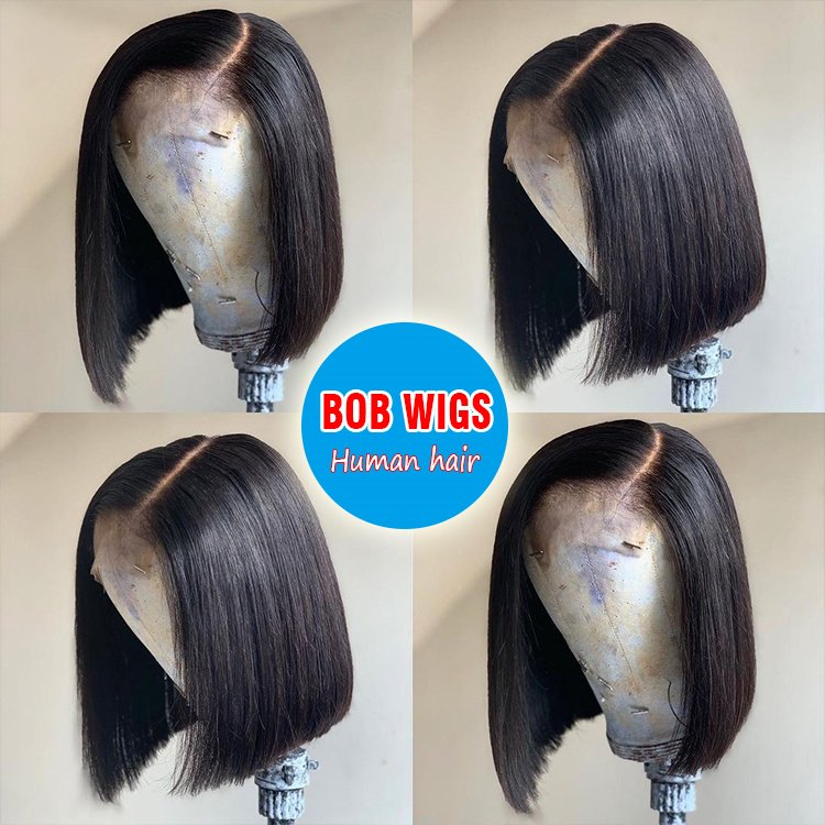 Cheap Short Bob Transparent Straight Lace Human Hair Wig 10-14inch Mink Brazilian Hair Lace Front Pixie Cut Wigs