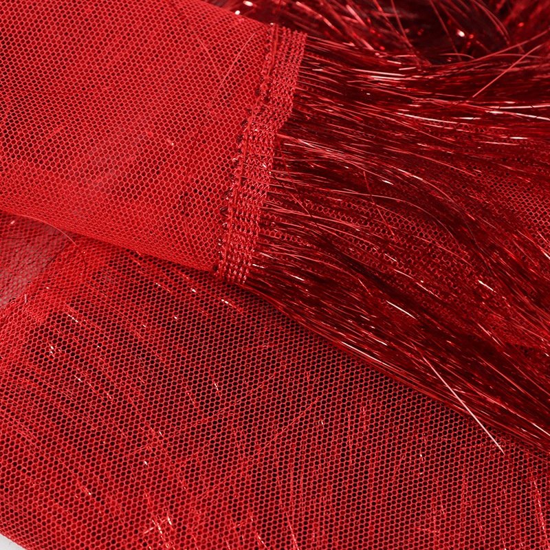 Bright Colors Glittery Shiny Metallic Fringe Tulle Hand Embroidery Tassels Fabric For Dress Custom Clothing Accessories