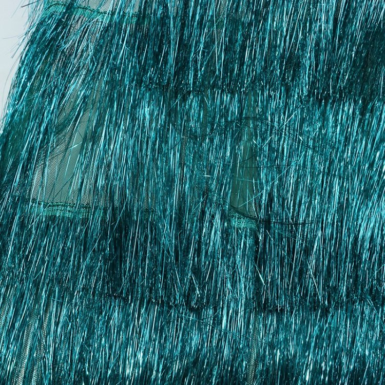 Bright Colors Glittery Shiny Metallic Fringe Tulle Hand Embroidery Tassels Fabric For Dress Custom Clothing Accessories