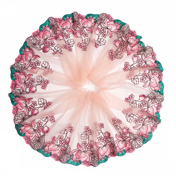 Nude Tulle Colorful Flower Embroidery Lace Trim Voile Lace Fabric For Women Bra