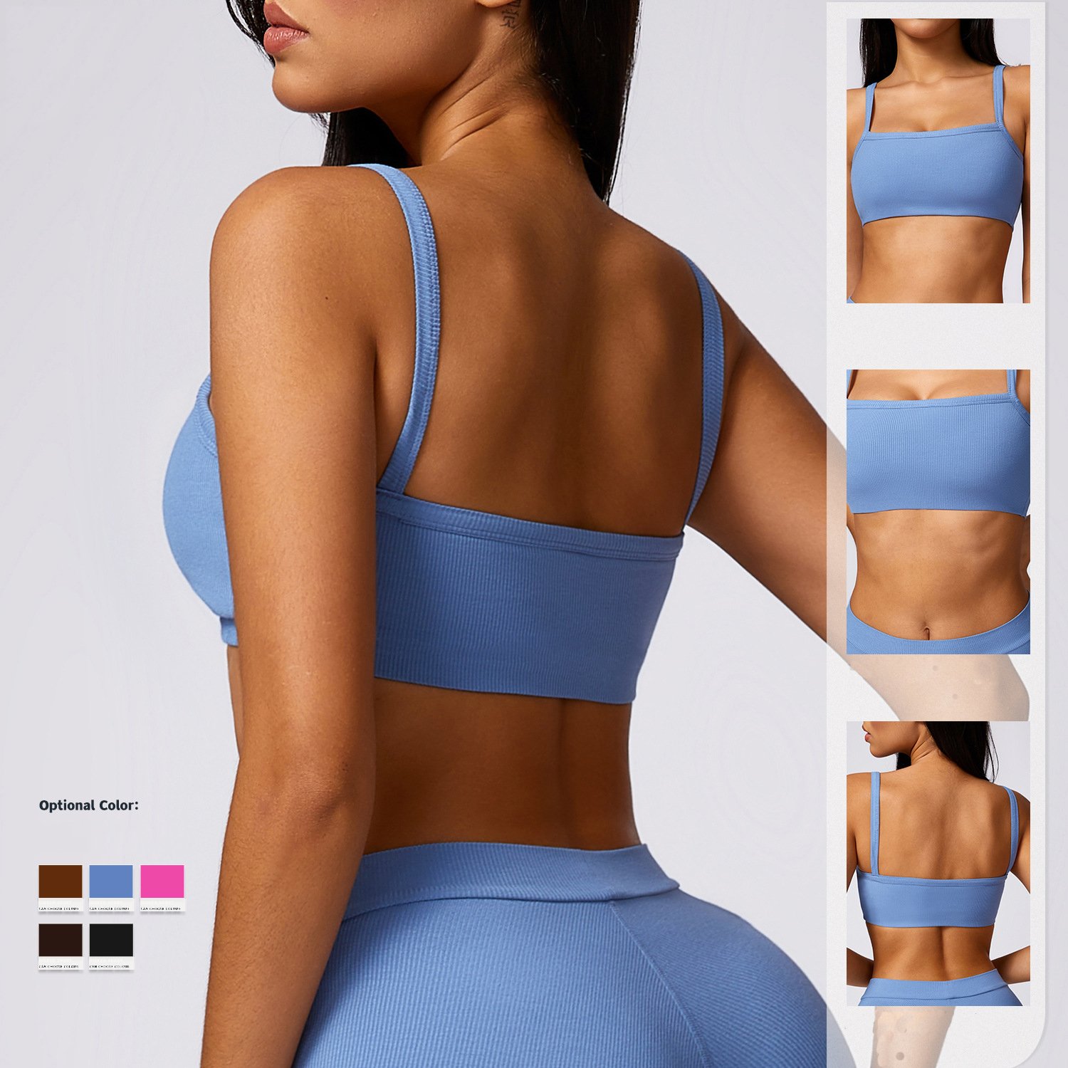 RUIQUWIN Factory Custom New Lightweight Plus Size Sports Bra Ribbed Knit Fitness Sets 4 PCS High Waist Yoga Leggings Set