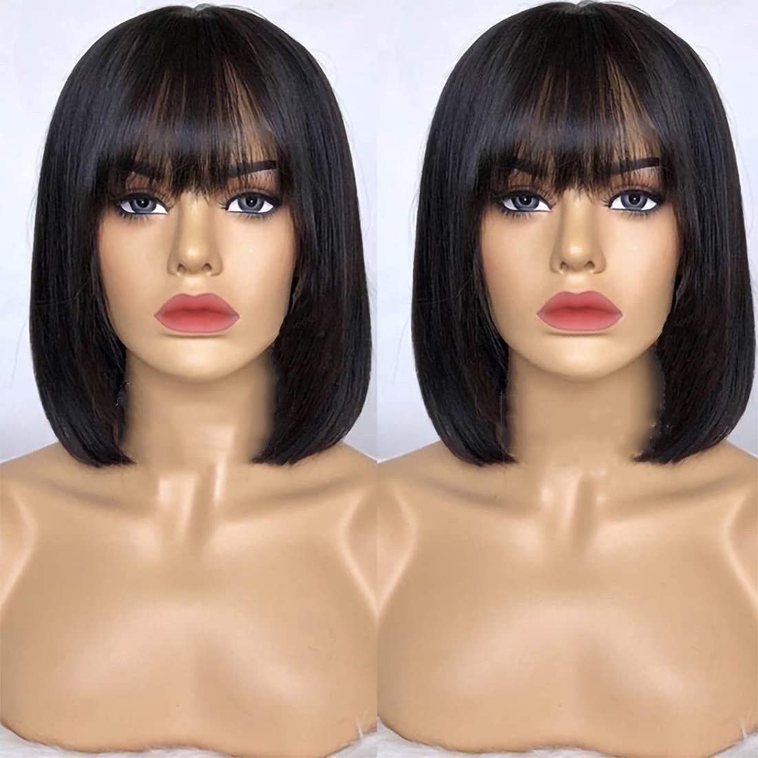 Wholesale Peruvian Short Bob Glueless Natural Human Hair Wigs Already Machine Made Wigs Raw Vietnamese Lace Bob Wigs With Bang